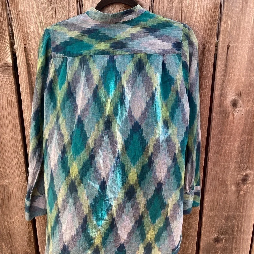 Women's Madewell Multicolor Button-Up Shirt M Pockets Cotton Open Light Vibrant - Picture 7 of 13